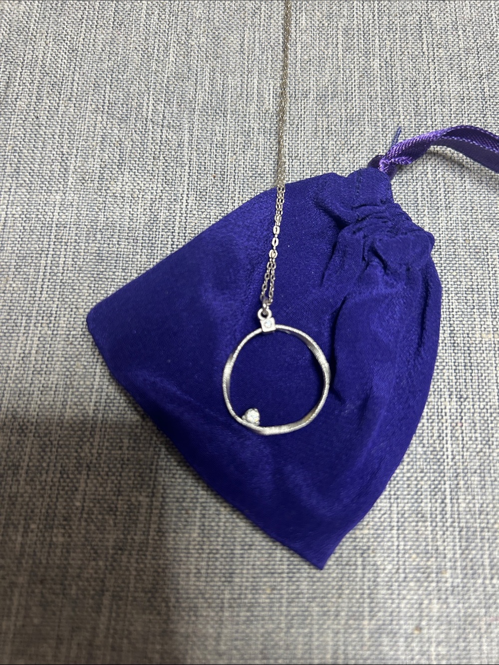 Stanley Silver Circle Pendant Necklace with Purple Accent